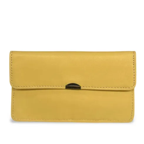 Porte-monnaie mode femme en cuir lisse italien porté main noir pochette tendance