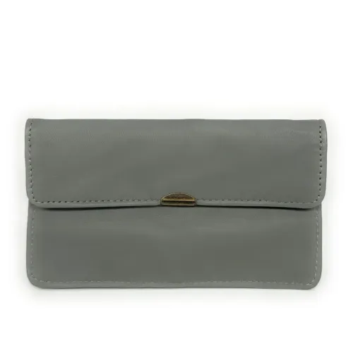 Porte-monnaie mode femme en cuir lisse italien porté main noir pochette tendance