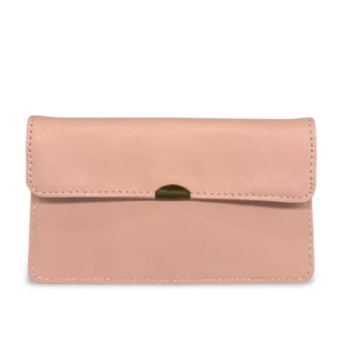 Porte-monnaie mode femme en cuir lisse italien porté main noir pochette tendance