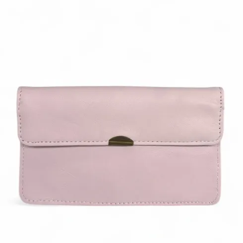 Porte-monnaie mode femme en cuir lisse italien porté main noir pochette tendance