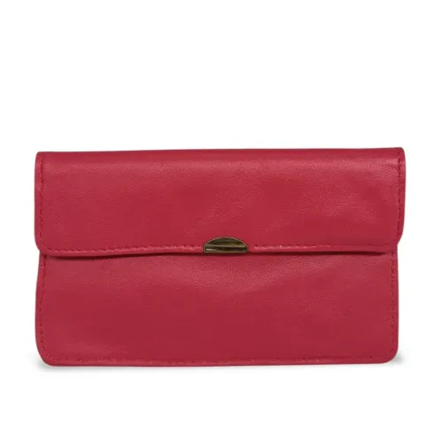 Porte-monnaie mode femme en cuir lisse italien porté main noir pochette tendance