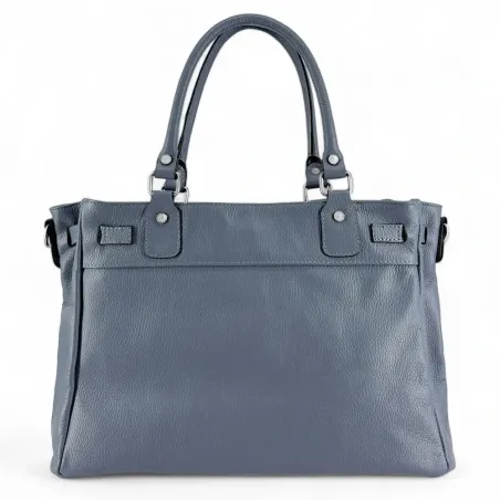 sac ladylike en cuir grainé bleu glacier avec bandoulière pour femme