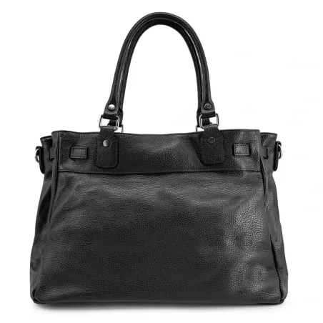 sacs de bureau noir pour femme en cuir grainé pur de vachette