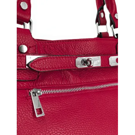 sac rouge vif tendance pour femme en cuir italien grainé