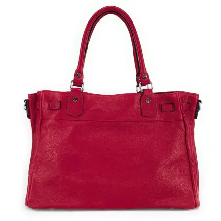 sac à main cabas en cuir grainé rouge intense femme fabriqué en Italie