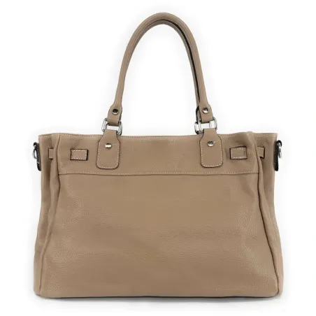 sac en cuir italien pur vachette grainé pour femme taupe moyen