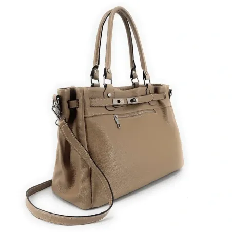 sac de bureau marron taupe pour femme en cuir grainé pur vachette