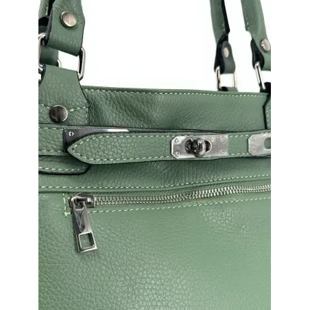 sac de cours vert pastel en cuir grainé pour femme