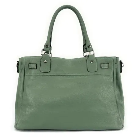 grand sac en cuir vert pastel pur vachette grainé pour femme