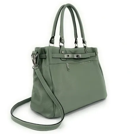 sac de bureau pour femme en cuir grainé pur vachette vert d'eau