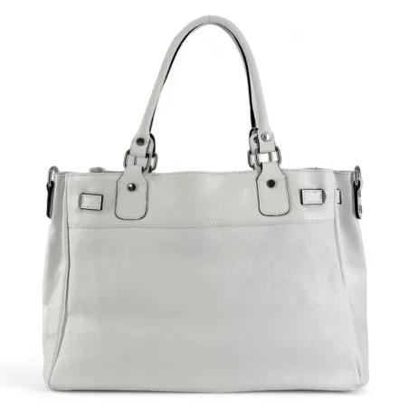 sac à main cabas blanc en cuir grainé femme fabriqué en Italie