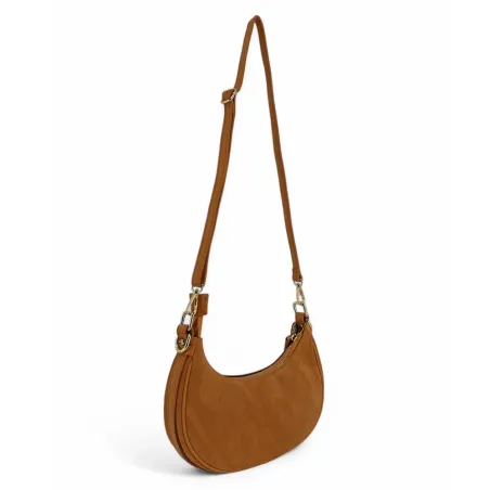 sac femme en cuir nubuck et cuir grainé marron camel clair avec bandoulière