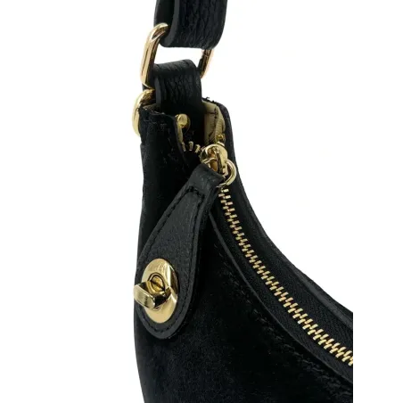 sac en cuir bi-matière noir pour femme en cuir nubuck et cuir grainé