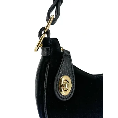 sac à main en cuir italien pur vachette noir pour femme tendance