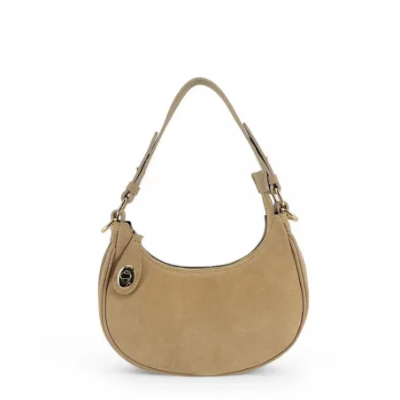 sac en cuir italien grainé et daim taupe moyen pour femme