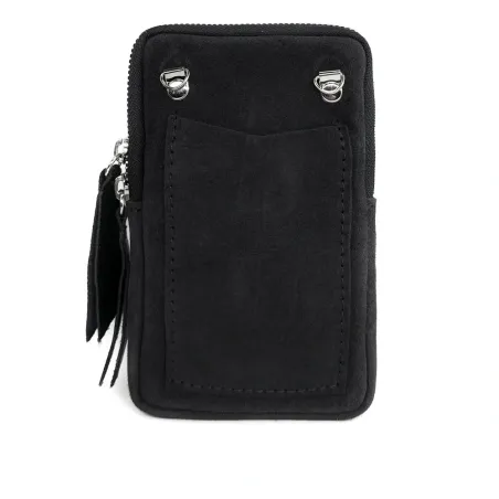 Sac femme tendance en cuir nubuck porté bandoulière noir sac pochette