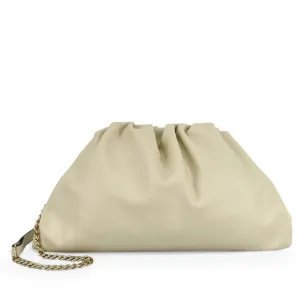 sac pouch en cuir box-calf pour femme beige