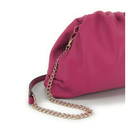 sac à main pouch en cuir box calf rose fuchsia italien