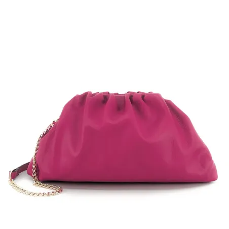 sac pochette en cuir box calf pour femme rose fuchsia