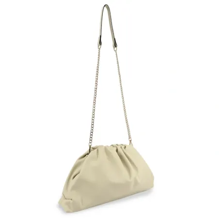 sac à main pouch en cuir box calf beige fabriqué en Italie