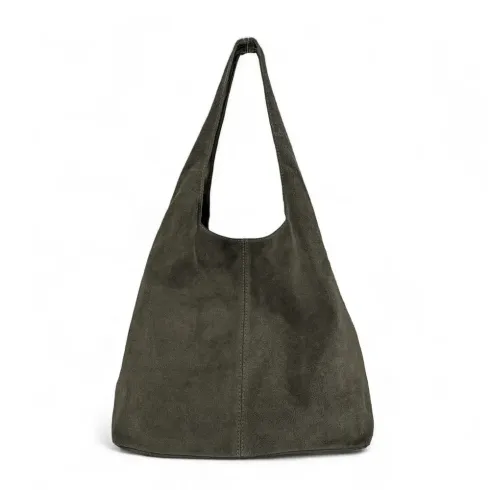 Sac à main tendance femme en cuir nubuk porté épaule bleu denim sac hobo