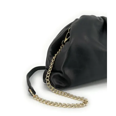 sac pouch pour femme en cuir box-calf noir pur italien