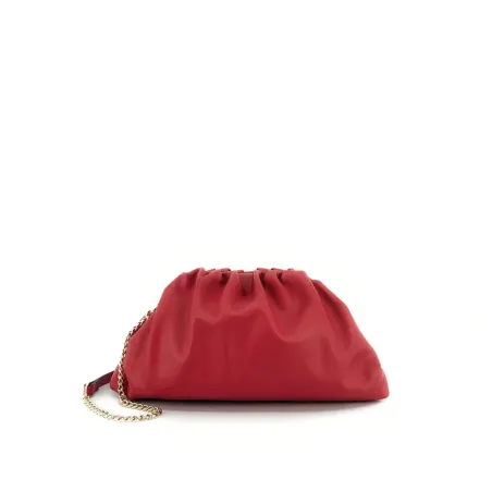 sac pochette en cuir box calf rouge profond pour femme