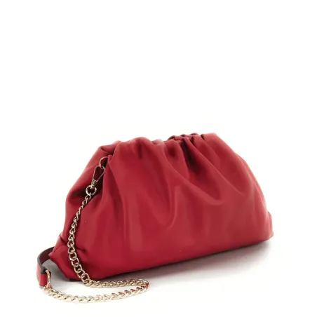 sac pouch femme en cuir box-calf rouge profond pur italien