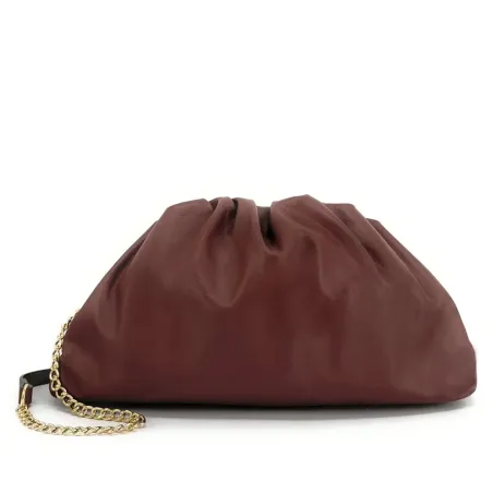 sac bourse pour femme en cuir box calf cuir marron foncé fabriqué en Italie