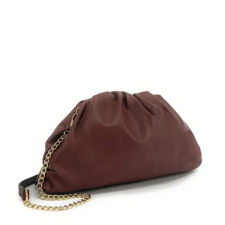 sac à main pouch en cuir box calf italien marron choco