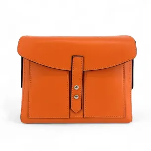 Sac besace en cuir italien lisse orange pour femme