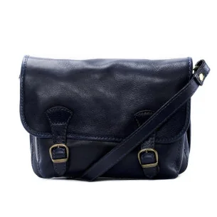 Sac bandoulière femme tendance en cuir lisse porté épaule avec bandoulière réglable bleu foncé