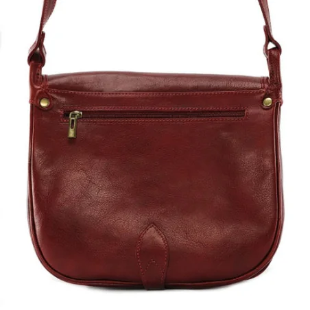 Sac bandoulière tendance femme en cuir lisse italien porté bandoulière rouge