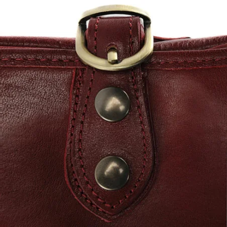 Sac bandoulière femme tendance en cuir lisse porté bandoulière et épaule rouge