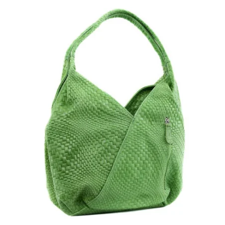 Sac hobo tendance femme en cuir embossé porté épaule vert pomme