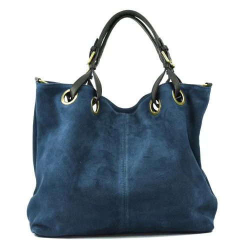 Sac à main cabas femme tendance en cuir italien nubuck porté main épaule et bandoulière rouge clair