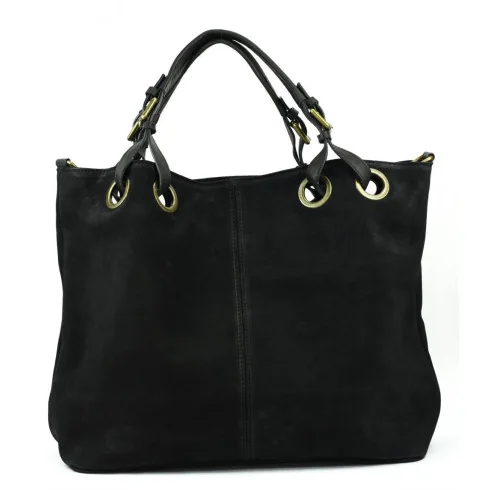 Sac à main cabas femme tendance en cuir italien nubuck porté main épaule et bandoulière rouge clair