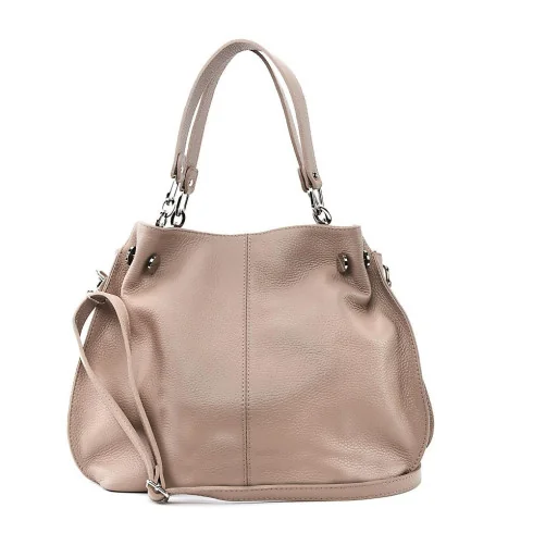 Sac à main tendance femme en cuir grainé porté main épaule de travers ou bandoulière cognac