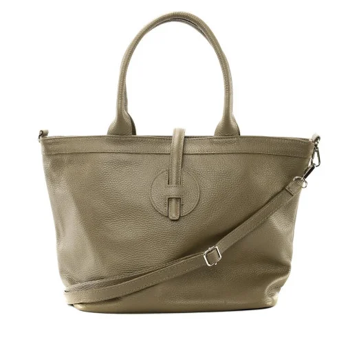 Sac à main tendance femme en cuir grainé italien porté bandoulière cognac