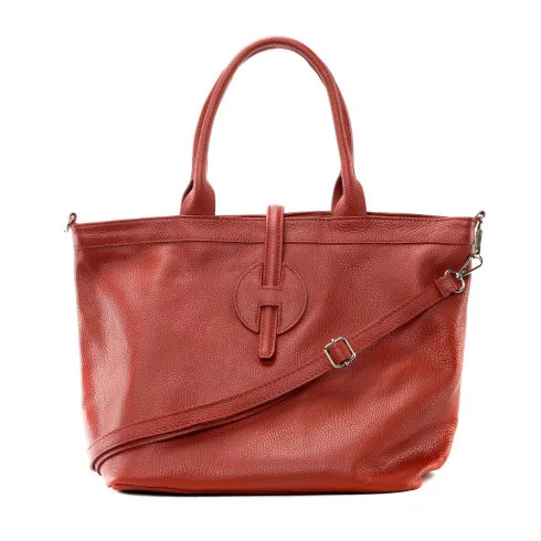 Sac à main tendance femme en cuir grainé italien porté bandoulière cognac