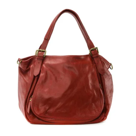 Sac à main tendance femme en cuir italien pur cuir de vachette porté épaule rouge foncé